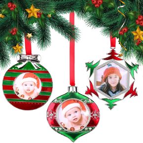 Kalolary 3 Pieces Christmas Picture Frame Ornaments Photo Hanging Ornament Christmas Tree Ornaments Decor Xmas Gift Pendant with Photo Frame Insert (Snowflake, Christmas Bells& Wreath) in Kuwait