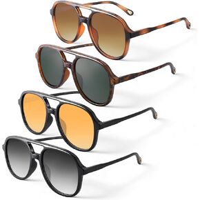 JATEBI 4 Pack Retro Polarized Aviator Sunglasses for Women Men Square Oversized Sunglasses 70s 80s Vintage UV Protection in Kuwait