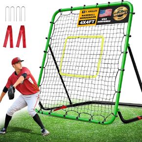 Baseball Rebounder Net 4x4 FT, Foldable Baseball and Softball Bounce Back Net with 7 Adjustable Angles, Heavy Duty Pitch Back Fielding Trainer in Saudi Arabia