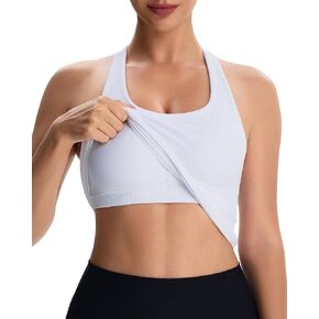 Seamless Racerback Sports Tank Top for Women - Ribbed Padded Workout Camisole with Built-in Bra for Yoga Gym Running Fitness in Saudi Arabia
