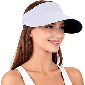 Women's Wide Brim Sun Visor, Quick Dry Ponytail Hat Golf Tennis Running | Seamless Memory Silicone Brim, UPF 50+ UV Protection, Lightweight Packable, Cooling Sweat-Wicking Fabric, Adjustable Fit in Saudi Arabia