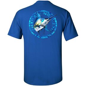 Salt Addiction Marlin Fishing T-Shirt, Safety Yellow, Cotton Poly Blend, Short Sleeve, Saltwater Apparel, S-5XL in Saudi Arabia