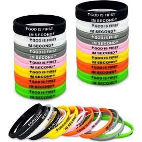 GOD IS FIRST, I'M SECOND Silicone Wristbands, Inspirational Bible Verses Bracelet Religious Faith Motivational Bracelet Unisex Scripture Cross Bracelets, Faith Motivational wristbands. in Saudi Arabia