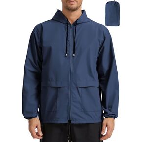 Mens Rain Jacket Lightweight Waterproof Raincoat with Hood Packable Windbreaker Jacket Hiking Cycling in Saudi Arabia