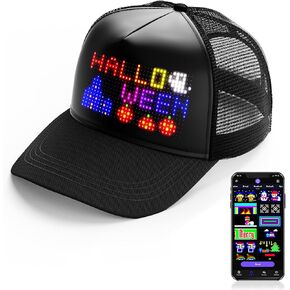 LED Hat LED Display Screen Baseball Caps -Bluetooth APP Control Customizable Animations Text LED Music Note Smar Hats for Christmas &Halloween, Birthdays Parties Gifts in Saudi Arabia