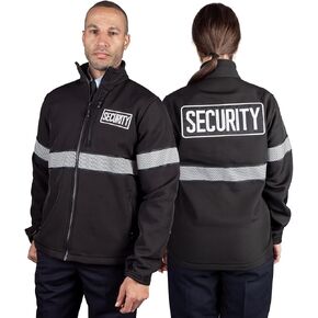 RYNO GEAR Reflective Security Soft Shell Jacket with Stripes and Side Zipper for Duty Belt Access in Saudi Arabia