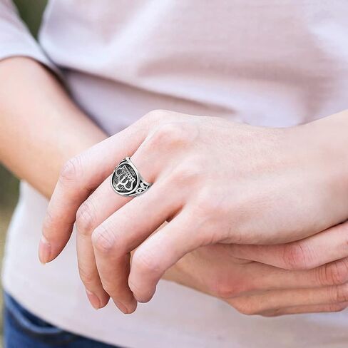 Uloveido الرجال الفولاذ المقاوم للصدأ الرجعية الشرير تاج خاتم البيضاوي Signet القوطية السائق خواتم هدايا لعيد الأب Y1728 in Kuwait
