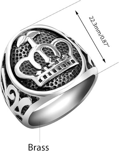 Uloveido الرجال الفولاذ المقاوم للصدأ الرجعية الشرير تاج خاتم البيضاوي Signet القوطية السائق خواتم هدايا لعيد الأب Y1728 in Kuwait