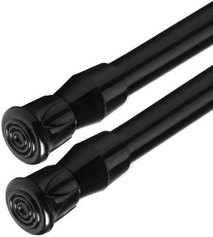 Blu-Pier Tech Spring Tension Rods, 2 Pack Adjustable Spring Steel Cupboard Bars Tension Curtain Rod Extendable Width 18"-28" inches,Black in Saudi Arabia