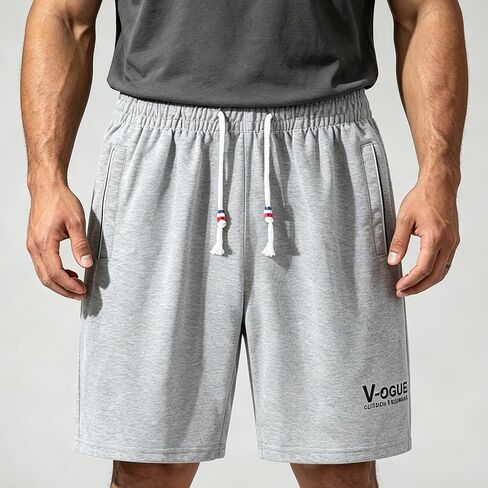 Mens Elastic Waist Drawstring Shorts, Lightweight Quick Dry Zipper Pocket Athletic Shorts for Running Gym Casual in Kuwait