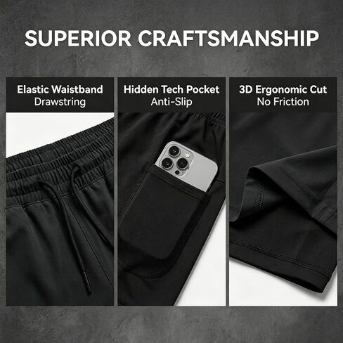 Men's 2 in 1 Athletic Running Shorts Quick Dry Workout Gym Training Shorts with Compression Liner in Kuwait