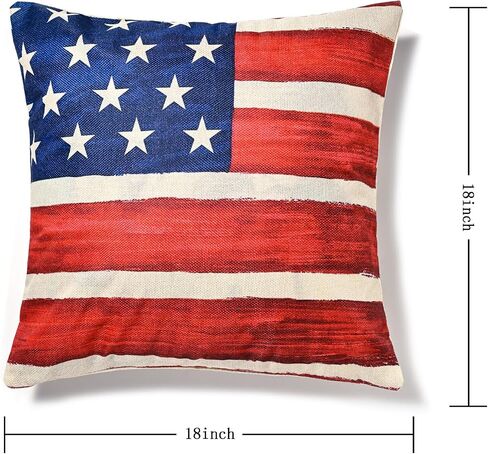 Hongsome Patriotic Decor-Throw Pillow Covers 18x18 in Set of 4,4th of July Linen Pillow Case for Independence Day,Memorial Day,Veteran's Day,USA,American Summer Outdoor Red White Blue Decorations in Saudi Arabia