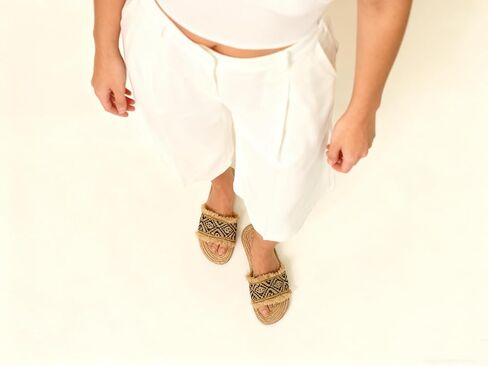 Women's Summer Beach Flat Cute Sandals 2026 Imitation straw weaving shoes Vacation Sandals in Saudi Arabia