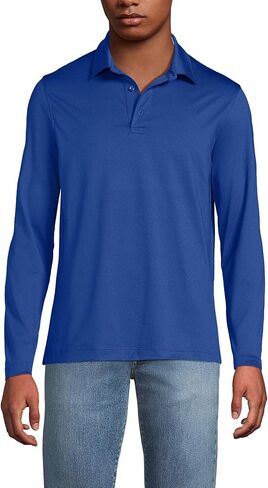 Lands' End School Uniform Men's Rapid Dry Long Sleeve Modern Fit Polo in Kuwait