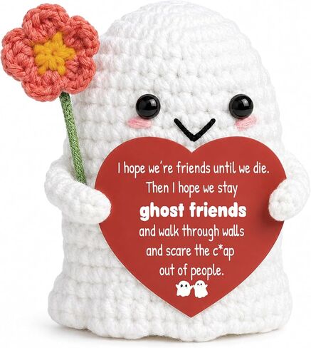 Best Friend for Women Friendship Ornaments - Handmade Crochet Ghost Decor with Funny Boo BFF Message Card, Halloween Stocking Stuffers, Cute Birthday Gift for Bestie Soul Sister in Saudi Arabia