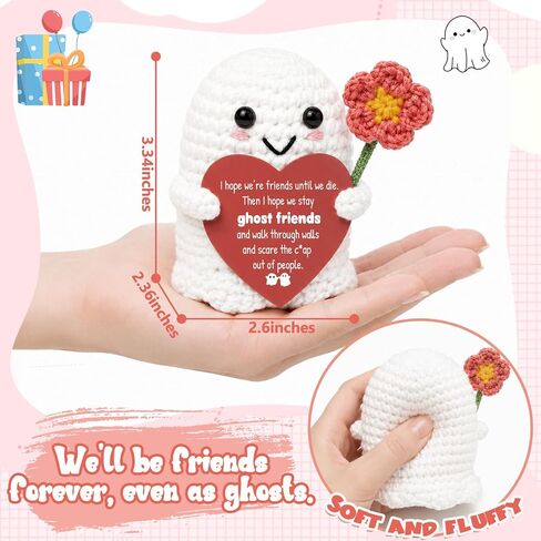 Best Friend for Women Friendship Ornaments - Handmade Crochet Ghost Decor with Funny Boo BFF Message Card, Halloween Stocking Stuffers, Cute Birthday Gift for Bestie Soul Sister in Saudi Arabia