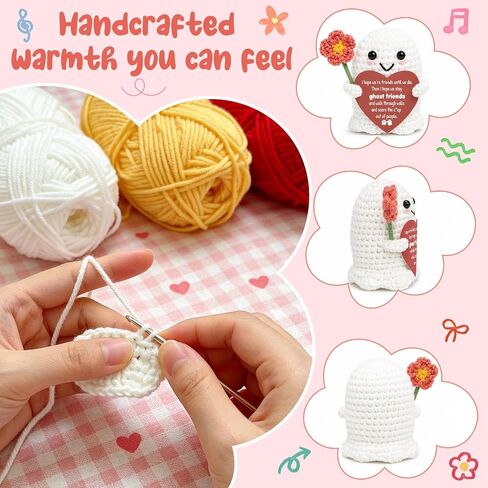 Best Friend for Women Friendship Ornaments - Handmade Crochet Ghost Decor with Funny Boo BFF Message Card, Halloween Stocking Stuffers, Cute Birthday Gift for Bestie Soul Sister in Saudi Arabia