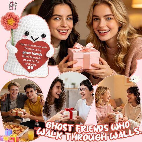 Best Friend for Women Friendship Ornaments - Handmade Crochet Ghost Decor with Funny Boo BFF Message Card, Halloween Stocking Stuffers, Cute Birthday Gift for Bestie Soul Sister in Saudi Arabia