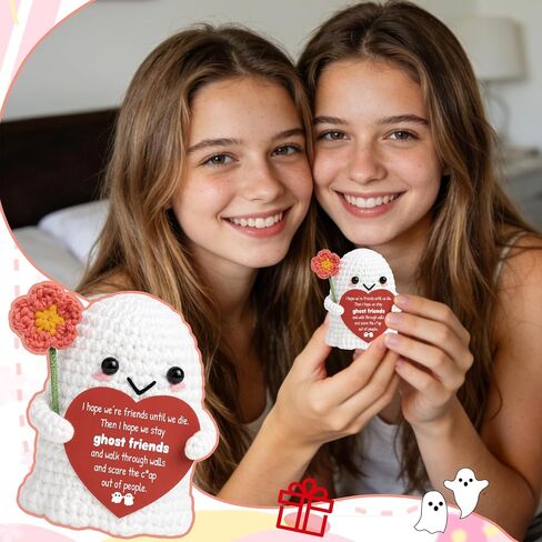 Best Friend for Women Friendship Ornaments - Handmade Crochet Ghost Decor with Funny Boo BFF Message Card, Halloween Stocking Stuffers, Cute Birthday Gift for Bestie Soul Sister in Saudi Arabia