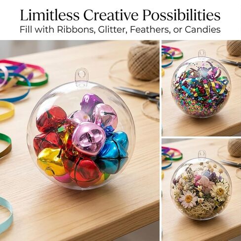 15 Pack Clear Plastic Fillable Ornament Balls (3.14"/80mm), Shatterproof Plastic Spheres with Hanging Strings, Reusable Snap-Together Design for DIY Christmas Tree Decor, Holiday Party in Saudi Arabia