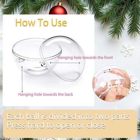 15 Pack Clear Plastic Fillable Ornament Balls (3.14"/80mm), Shatterproof Plastic Spheres with Hanging Strings, Reusable Snap-Together Design for DIY Christmas Tree Decor, Holiday Party in Saudi Arabia