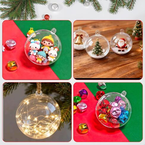 15 Pack Clear Plastic Fillable Ornament Balls (3.14"/80mm), Shatterproof Plastic Spheres with Hanging Strings, Reusable Snap-Together Design for DIY Christmas Tree Decor, Holiday Party in Saudi Arabia