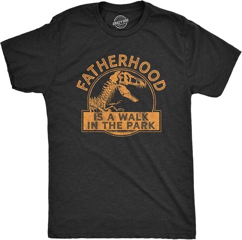 Mens Fatherhood is A Walk in The Park T Shirt Funny Fathers Day Dinosaur Movie Graphic Tee in Saudi Arabia