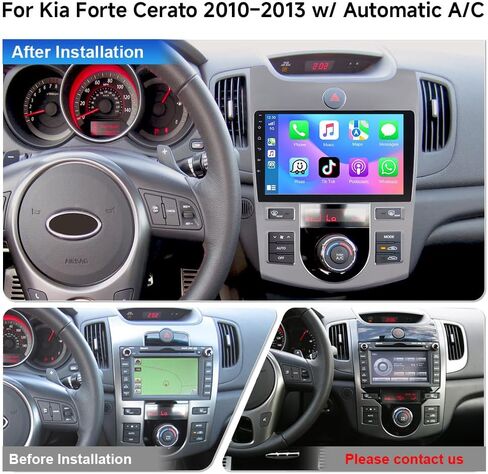 راديو ستيريو للسيارة ASURE مقاس 9 بوصات لسيارة Kia Forte Cerato 2011-2013 مع تيار متردد يدوي، 8Core 4+64G نظام Android للسيارة داخل لوحة القيادة GPS مع وحدة رأس لاسلكية Carplay Android Auto، شاشة لمس 1280x720 in Kuwait