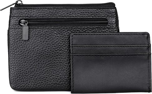 Julia Buxton Genuine Leather Card Case with Zipper, ID Windows, RFID Blocking, Card Slots & Key Ring, Compact Coin & Card Holder, Gift Idea, Red in Saudi Arabia