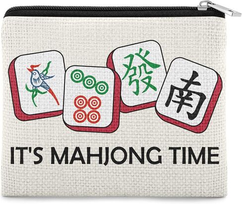 Mahjong Coin Purse Gift Mahjong Lover Player Gambling Gifts Coin Pouch Grandma Aunt Mom Sister Friends Birthday Christmas Retirement Presents Zipper Change Pouch in Saudi Arabia