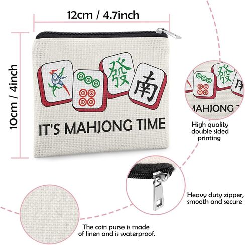 Mahjong Coin Purse Gift Mahjong Lover Player Gambling Gifts Coin Pouch Grandma Aunt Mom Sister Friends Birthday Christmas Retirement Presents Zipper Change Pouch in Saudi Arabia