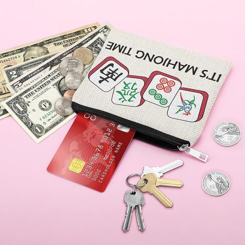 Mahjong Coin Purse Gift Mahjong Lover Player Gambling Gifts Coin Pouch Grandma Aunt Mom Sister Friends Birthday Christmas Retirement Presents Zipper Change Pouch in Saudi Arabia