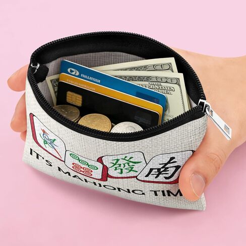 Mahjong Coin Purse Gift Mahjong Lover Player Gambling Gifts Coin Pouch Grandma Aunt Mom Sister Friends Birthday Christmas Retirement Presents Zipper Change Pouch in Saudi Arabia