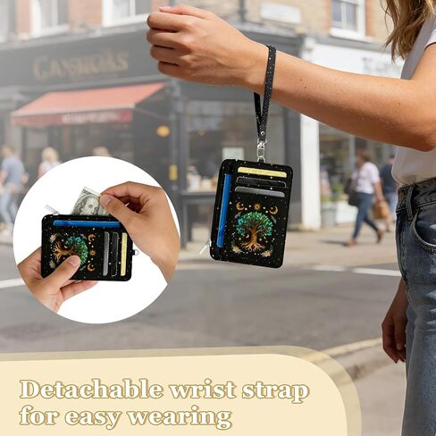 محفظة نحيفة من Tree of Life للنساء - حامل بطاقات الائتمان RFID، محفظة من جلد البولي يوريثان مع نافذة لبطاقة الهوية وجيب للعملات المعدنية بسحاب، حافظة بطاقات رفيعة بجيب أمامي للسفر هدايا للسيدات in Kuwait