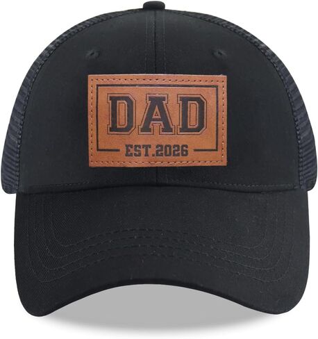 Dad est 2026 Trucker Hats for Men, Adjustable Cotton Leather Patch Papa Snapback Baseball Cap in Saudi Arabia