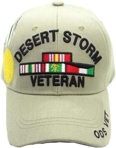 قبعة بيسبول Desert Storm Veteran، باللون البيج، مزودة بخطاف وحلقة إغلاق قابلة للتعديل in Kuwait