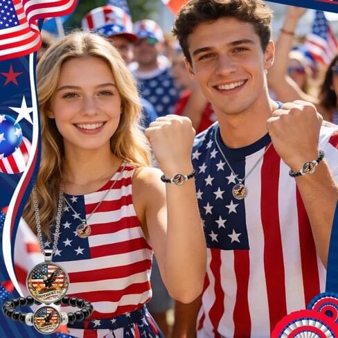 cow print 4th of July Outfits for Women, Independence Day Necklace & Bracelet Set, USA 250th Anniversary Patriotic Accessories, Holiday Birthday Gifts for Women Men Friends Patriots in Saudi Arabia
