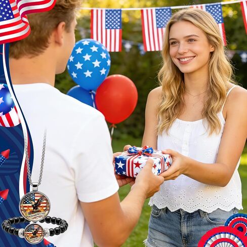 cow print 4th of July Outfits for Women, Independence Day Necklace & Bracelet Set, USA 250th Anniversary Patriotic Accessories, Holiday Birthday Gifts for Women Men Friends Patriots in Saudi Arabia