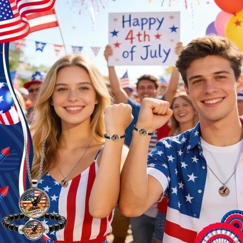 cow print 4th of July Outfits for Women, Independence Day Necklace & Bracelet Set, USA 250th Anniversary Patriotic Accessories, Holiday Birthday Gifts for Women Men Friends Patriots in Saudi Arabia