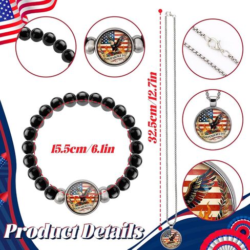cow print 4th of July Outfits for Women, Independence Day Necklace & Bracelet Set, USA 250th Anniversary Patriotic Accessories, Holiday Birthday Gifts for Women Men Friends Patriots in Saudi Arabia