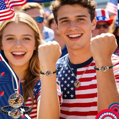 cow print 4th of July Outfits for Women, Independence Day Necklace & Bracelet Set, USA 250th Anniversary Patriotic Accessories, Holiday Birthday Gifts for Women Men Friends Patriots in Saudi Arabia