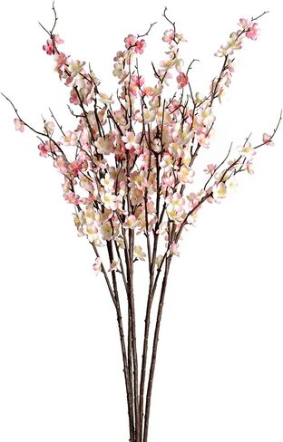 BohoSM 5pcs 39'' Cherry Blossom Branches Silk for Artificial Stems Vase Wedding Decor (5, White) in Saudi Arabia