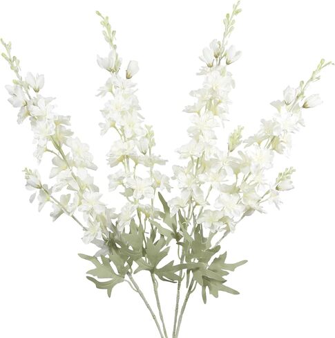 4Pcs Delphinium Artificial Flowers 33.5" Silk Flowers Bulk Larkspur Flower Long Stem Fake Delphinium Plant for Home Decor Tall Vase Autumn Floral Arrangement Centerpiece Bouquet Dark Blue in Saudi Arabia