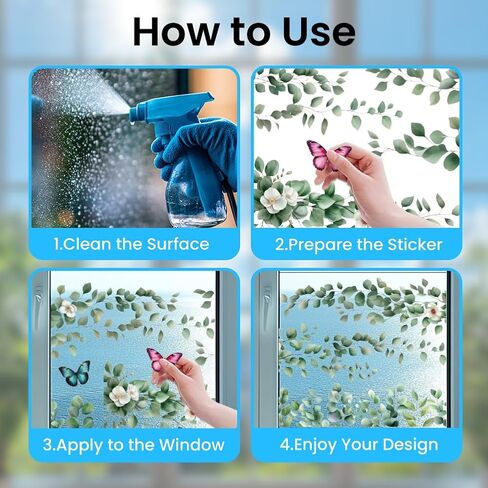1Set Waterproof PVC Window Film Static Stickers, Hanging Green Vines Pattern Window Decals, Removable Colorful Butterflies Pattern Wall Decal Decor for Home Office Party Supplies, 11.81x47.24inch in Kuwait