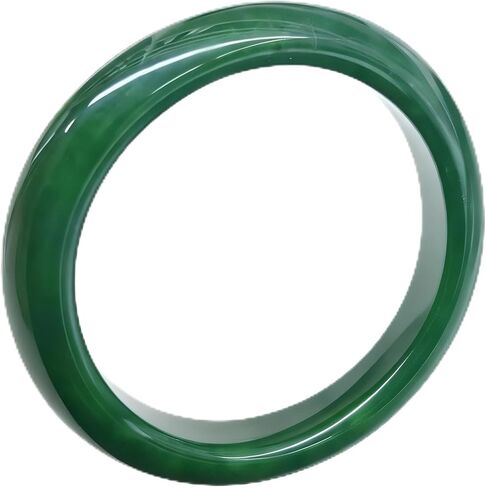 URED Genuine Natural Green Hetian Jade Bangle Bracelet for Women Feng Shui Good Luck Energy Healing Crystal Round Hetian Jade Bracelet With Certificate Mother's Day Birthday Gift for Her in Saudi Arabia