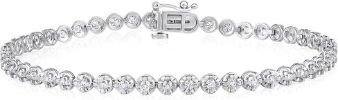1 to 3 Carat Natural Diamond Tennis Bracelet for Women - 14k White Gold Bracelet for Her (I-J, I1-I2, 1.00 to 3.00 cttw) 7 Inches Long with Box With Tongue and Safety in Saudi Arabia