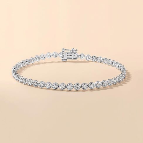 1 to 3 Carat Natural Diamond Tennis Bracelet for Women - 14k White Gold Bracelet for Her (I-J, I1-I2, 1.00 to 3.00 cttw) 7 Inches Long with Box With Tongue and Safety in Saudi Arabia