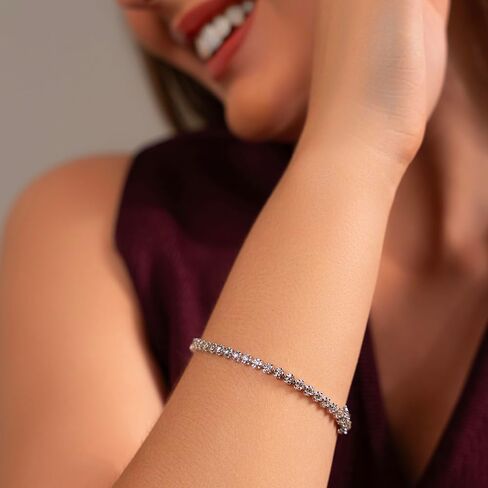 1 to 3 Carat Natural Diamond Tennis Bracelet for Women - 14k White Gold Bracelet for Her (I-J, I1-I2, 1.00 to 3.00 cttw) 7 Inches Long with Box With Tongue and Safety in Saudi Arabia