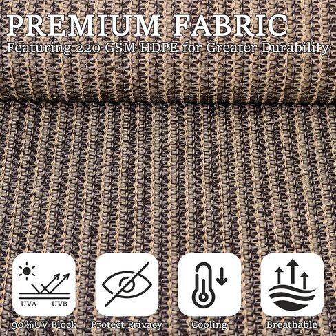 144''W x 120''H Sun Shades Outdoor Patio, Cooling Outdoor Roller Shades Blinds with Splicing Design, UV Protection Sunshade Fabric Cloth for Porches, Patios, Pergolas, Walnut in Saudi Arabia