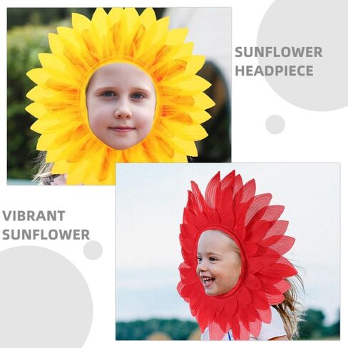 Abaodam 2pcs Sunflower Costume Sunflower Headgear Yellow Flower Headgear Performance Props for Halloween Dance Cosplay Party in Kuwait